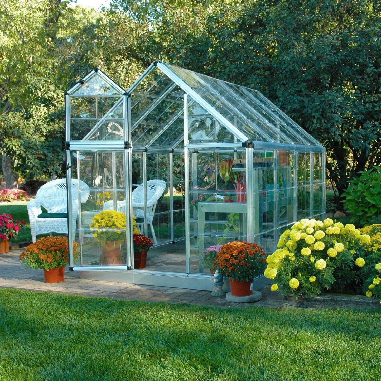 Palram - Canopia | Snap & Grow Greenhouse Kit - 6ft Wide - Silver With 0.8mm Polycarbonate Glazing - HG6008
