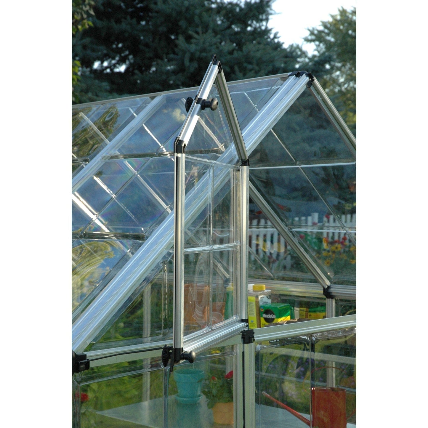 Palram - Canopia | Snap & Grow Greenhouse Kit - 6ft Wide - Silver With 0.8mm Polycarbonate Glazing - HG6008
