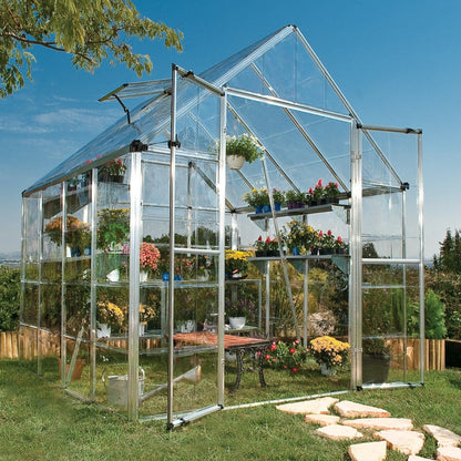 Palram - Canopia | Snap & Grow Greenhouse Kit - 8 Ft Wide - Silver With 0.8mm Polycarbonate Glazing - HG8008