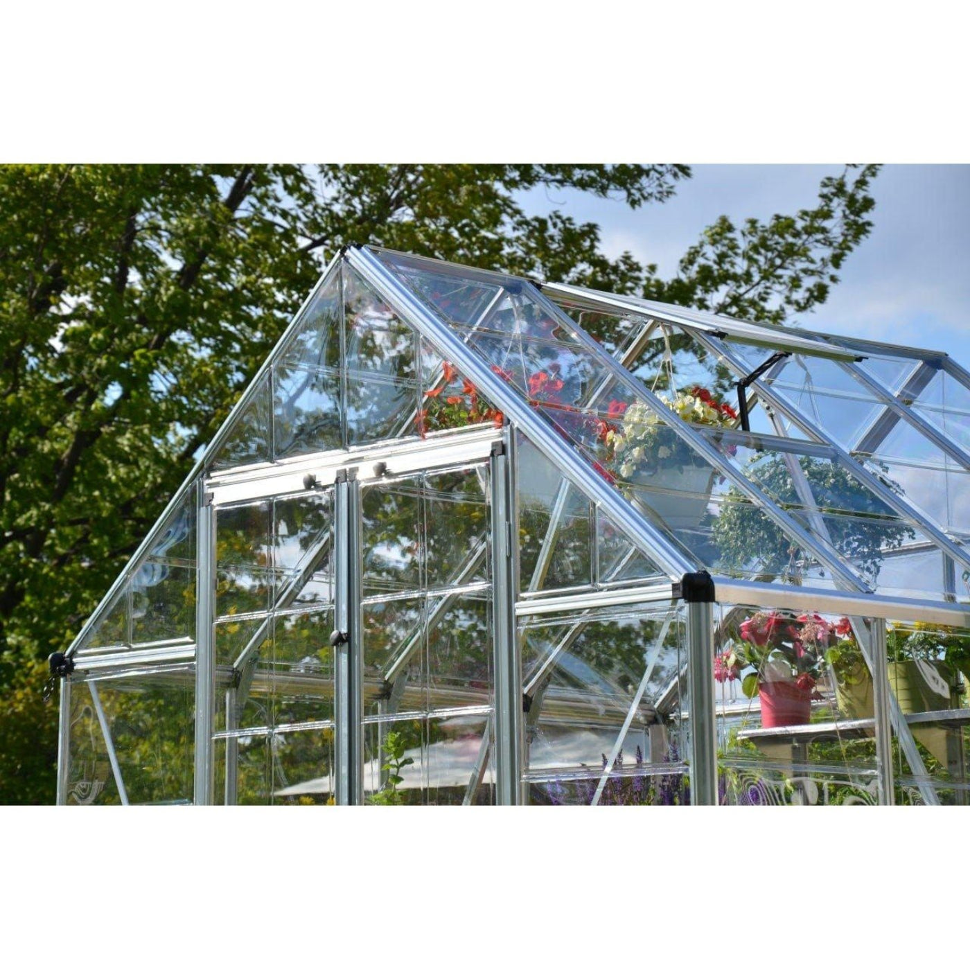 Palram - Canopia | Snap & Grow Greenhouse Kit - 8 Ft Wide - Silver With 0.8mm Polycarbonate Glazing - HG8008