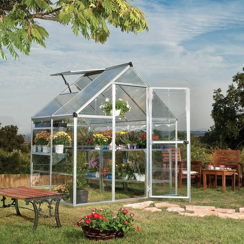 Palram - Canopia | Hybrid Greenhouse Kit - Silver With 0.8mm Polycarbonate Glazing - HG5504