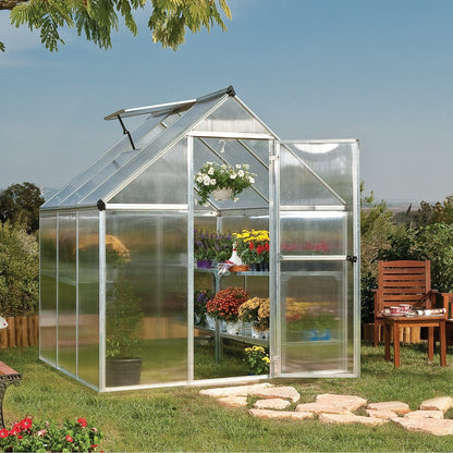 Palram - Canopia | Mythos Greenhouse Kit - 6 Ft Wide - Silver With 4mm Twin-wall Polycarbonate Glazing - HG5005