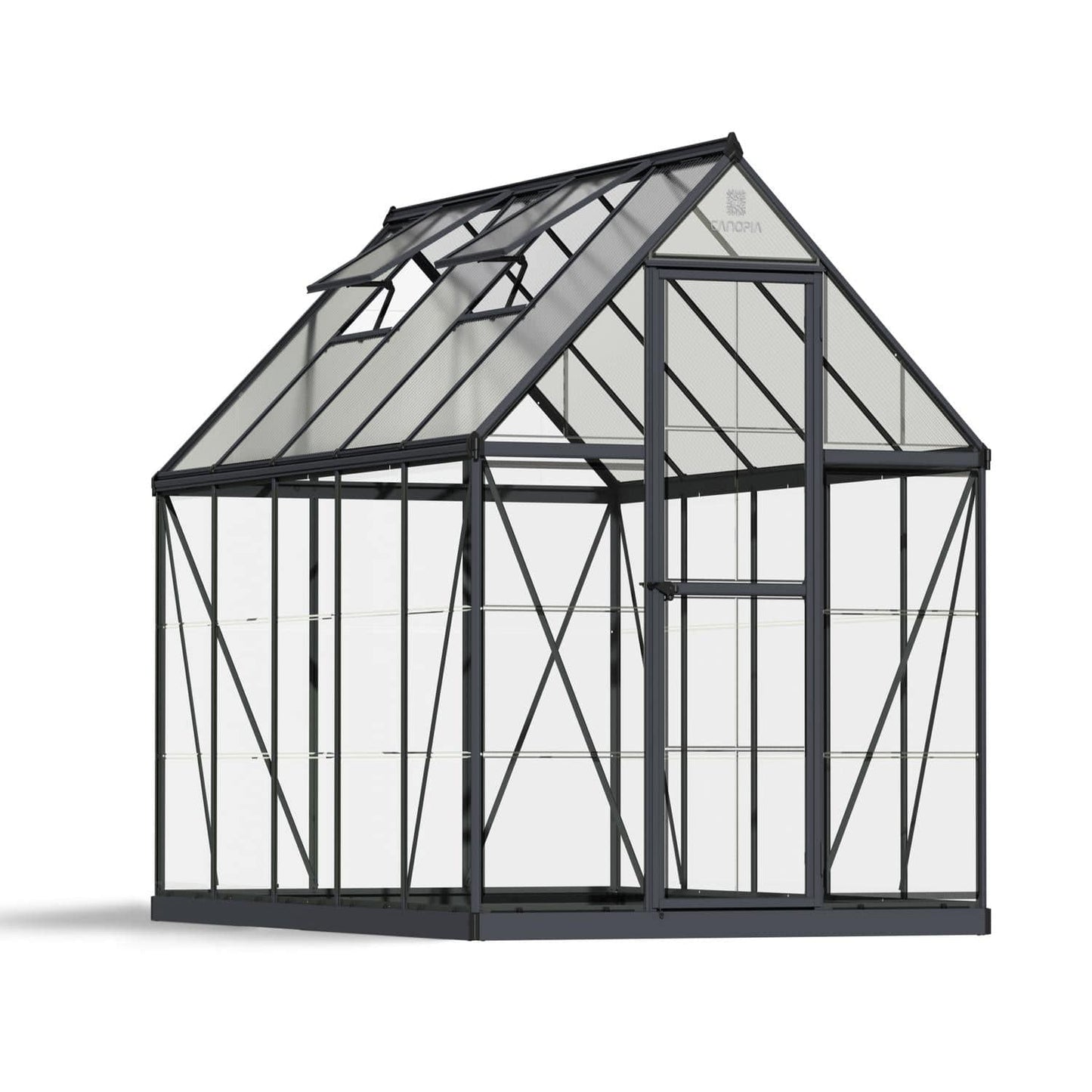 Palram - Canopia | 6x10 Ft Hybrid Greenhouse Kit - Gray With 0.8mm Polycarbonate Glazing - HG5510Y