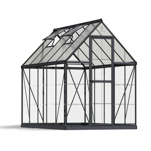 Palram - Canopia | 6x10 Ft Hybrid Greenhouse Kit - Gray With 0.8mm Polycarbonate Glazing - HG5510Y