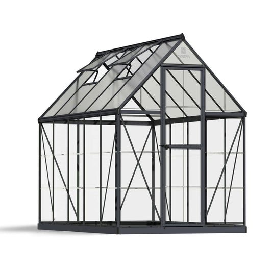 Palram - Canopia | 6x10 Ft Hybrid Greenhouse Kit - Gray With 0.8mm Polycarbonate Glazing - HG5510Y