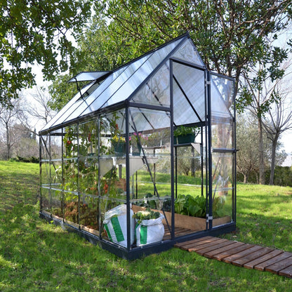 Palram - Canopia | 6x10 Ft Hybrid Greenhouse Kit - Gray With 0.8mm Polycarbonate Glazing - HG5510Y