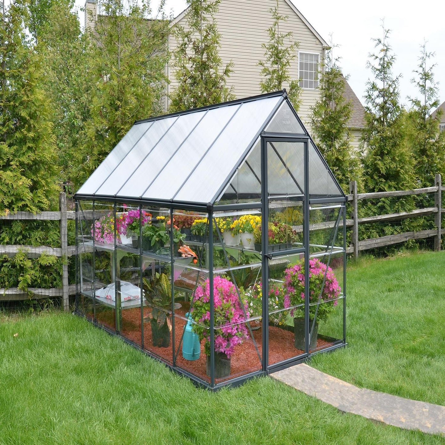 Palram - Canopia | 6x10 Ft Hybrid Greenhouse Kit - Gray With 0.8mm Polycarbonate Glazing - HG5510Y