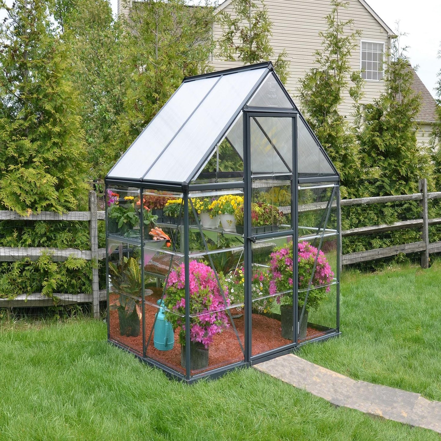 Palram - Canopia | 6x4 Ft Hybrid Greenhouse Kit - Gray With 0.8mm Polycarbonate Glazing - HG5504Y