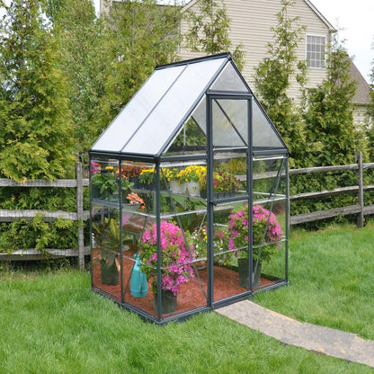 Palram - Canopia | 6x4 Ft Hybrid Greenhouse Kit - Gray With 0.8mm Polycarbonate Glazing - HG5504Y