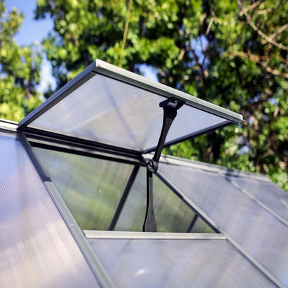 Palram - Canopia | 6x8 Ft Hybrid Greenhouse Kit - Gray With 0.8mm Polycarbonate Glazing - HG5508Y