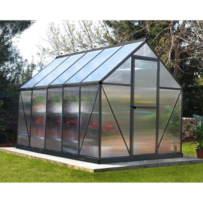 Palram - Canopia | 6x10 Ft Mythos Greenhouse Kit - Gray With 4mm Twin-wall Polycarbonate Glazing - HG5010Y