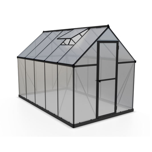 Palram - Canopia | 6x10 Ft Mythos Greenhouse Kit - Gray With 4mm Twin-wall Polycarbonate Glazing - HG5010Y