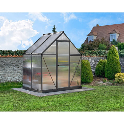 Palram - Canopia | 6x4 Ft Mythos Greenhouse Kit - Gray With 4mm Twin-wall Polycarbonate  - HG5005YGlazing