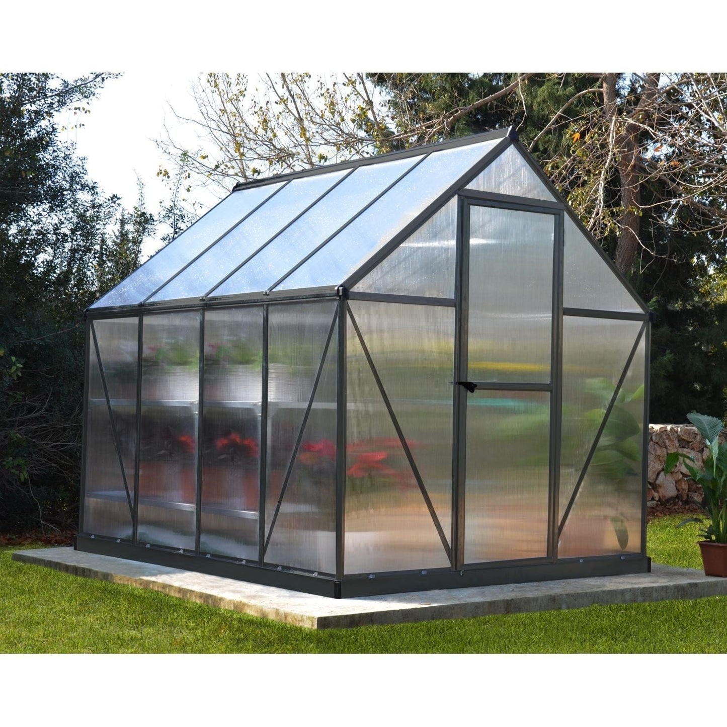 Palram - Canopia | 6x8 Ft Mythos Greenhouse Kit - Gray With 4mm Twin-wall Polycarbonate Glazing - HG5008Y