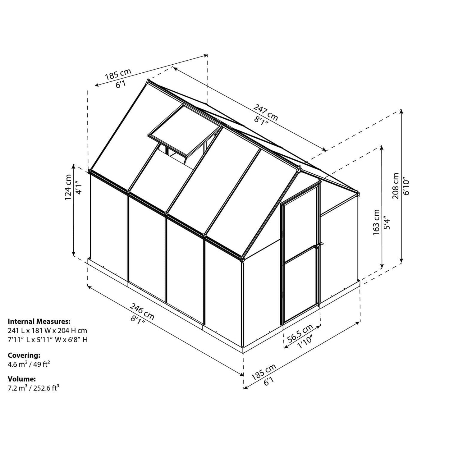 Palram - Canopia | 6x8 Ft Mythos Greenhouse Kit - Gray With 4mm Twin-wall Polycarbonate Glazing - HG5008Y