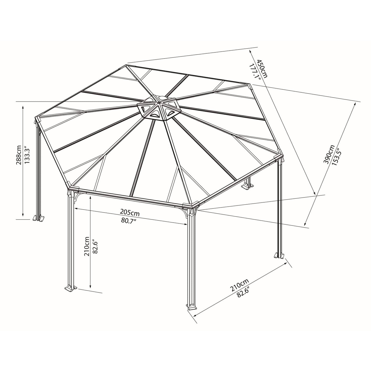 Palram - Canopia | Monaco Hexagon Garden Gazebo 13'X15' - HG9160