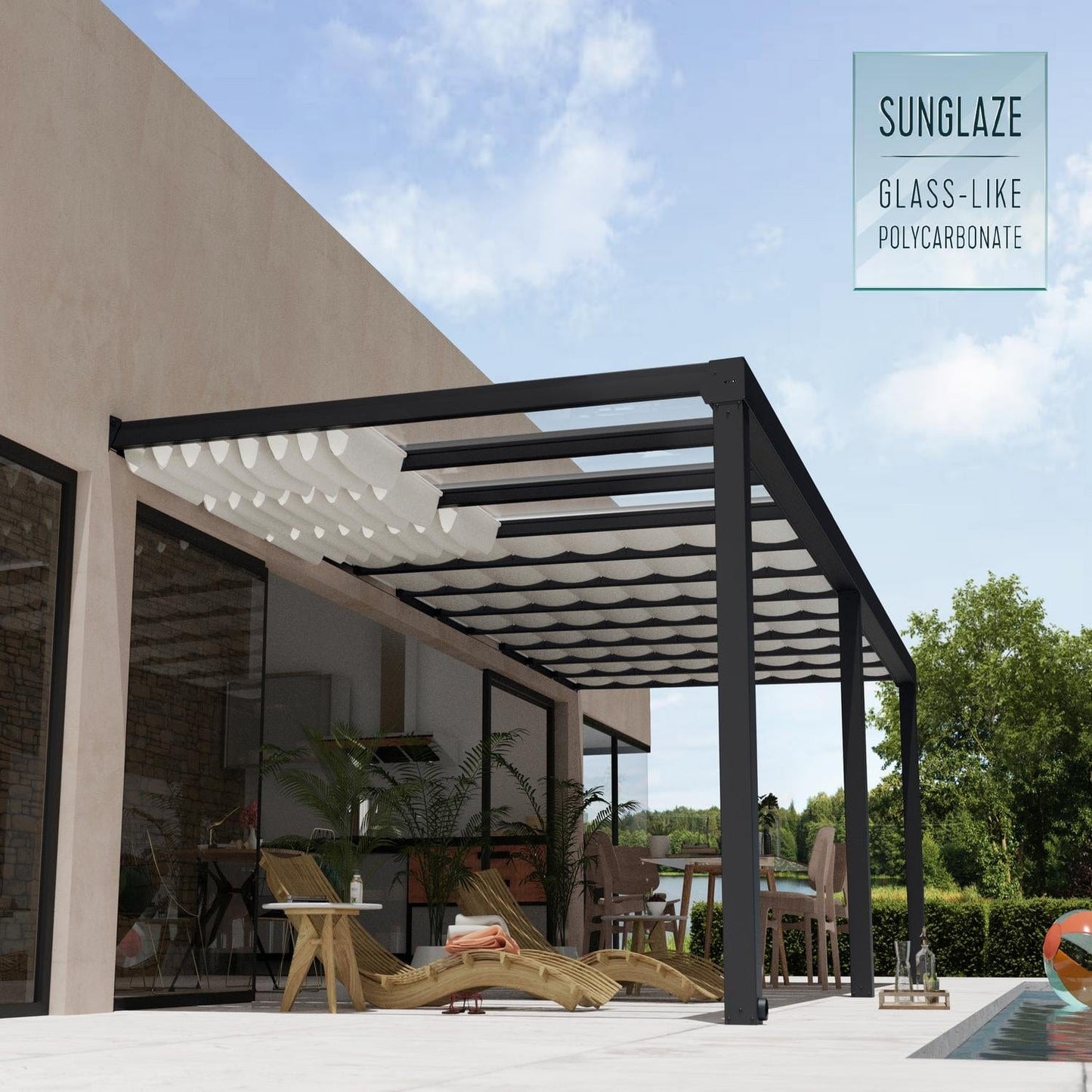 Palram - Canopia | 11x26 ft Stockholm Patio Cover Roof Blinds - HG1096