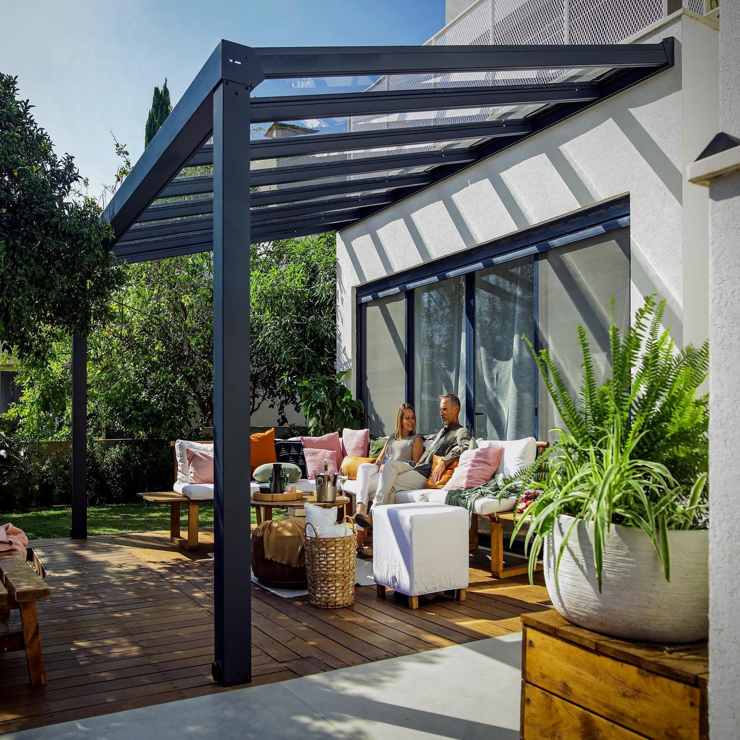 Palram - Canopia | Stockholm 11x17 ft Patio Cover - Gray/Clear - HG9455
