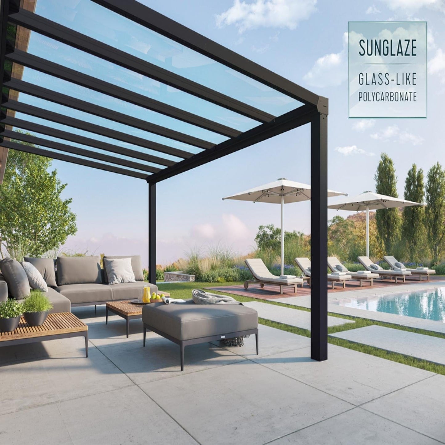 Palram - Canopia | Stockholm 11x17 ft Patio Cover - Gray/Clear - HG9455