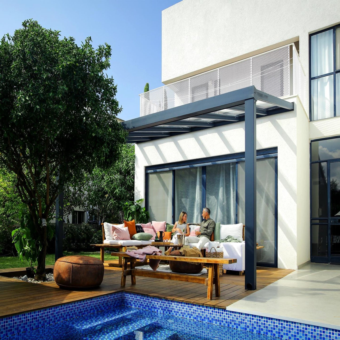 Palram - Canopia | Stockholm 11x17 ft Patio Cover - Gray/Clear - HG9455