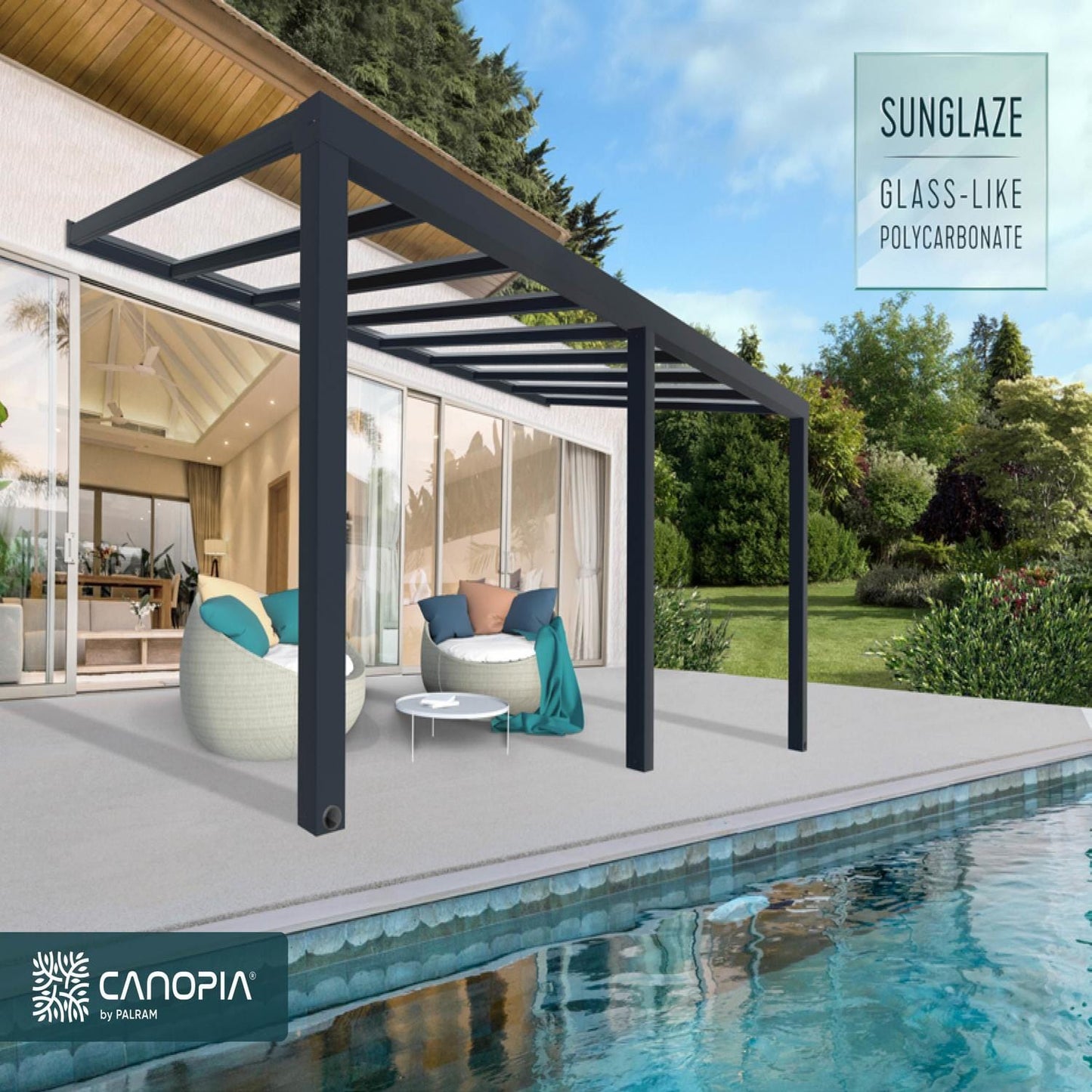 Palram - Canopia | Stockholm 11x19 ft Patio Cover - Gray/Clear - HG9459