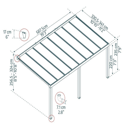 Palram - Canopia | Stockholm 11x19 ft Patio Cover - Gray/Clear - HG9459