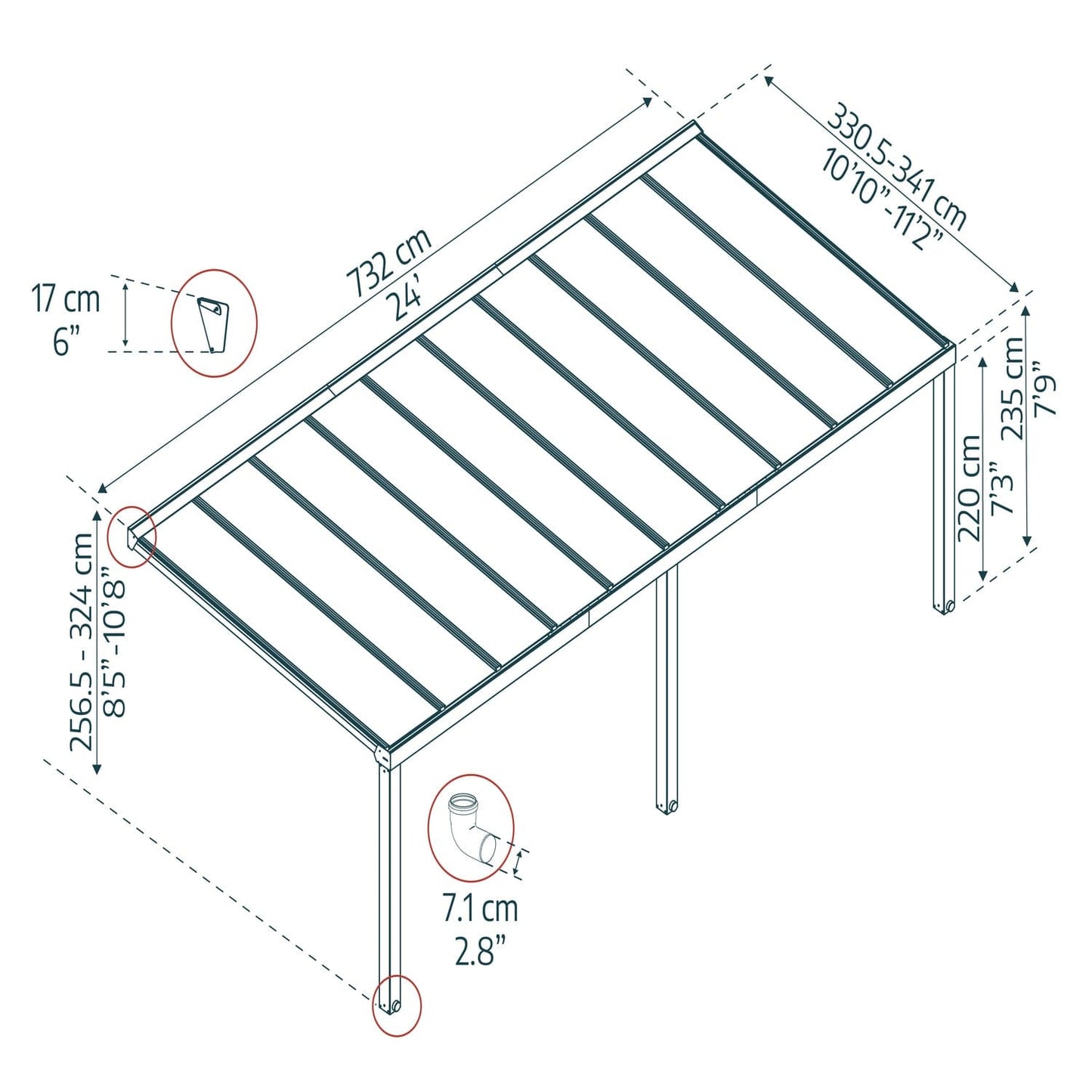 Palram - Canopia | Stockholm 11x24 ft Patio Cover - Gray/Clear - HG9463