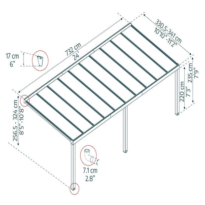 Palram - Canopia | Stockholm 11x24 ft Patio Cover - Gray/Clear - HG9463