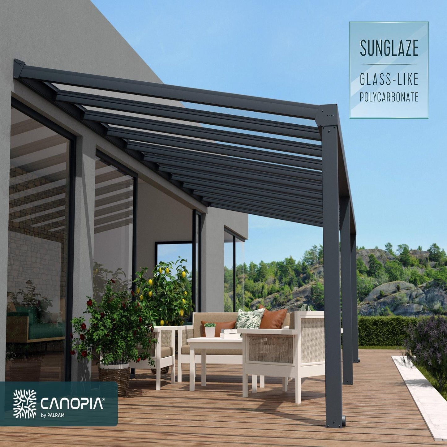 Palram - Canopia | Stockholm 11x26 ft Patio Cover - Gray/Clear - HG9464