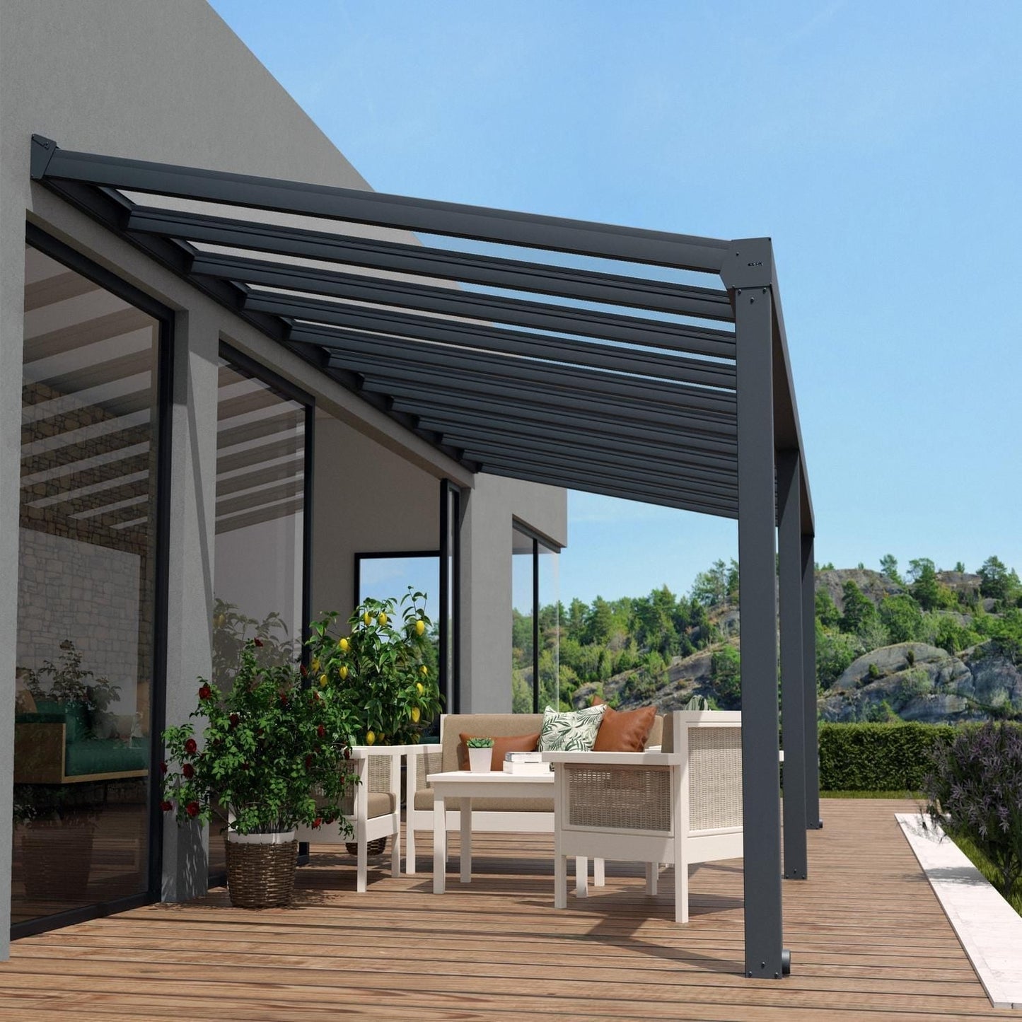 Palram - Canopia | Stockholm 11x26 ft Patio Cover - Gray/Clear - HG9464