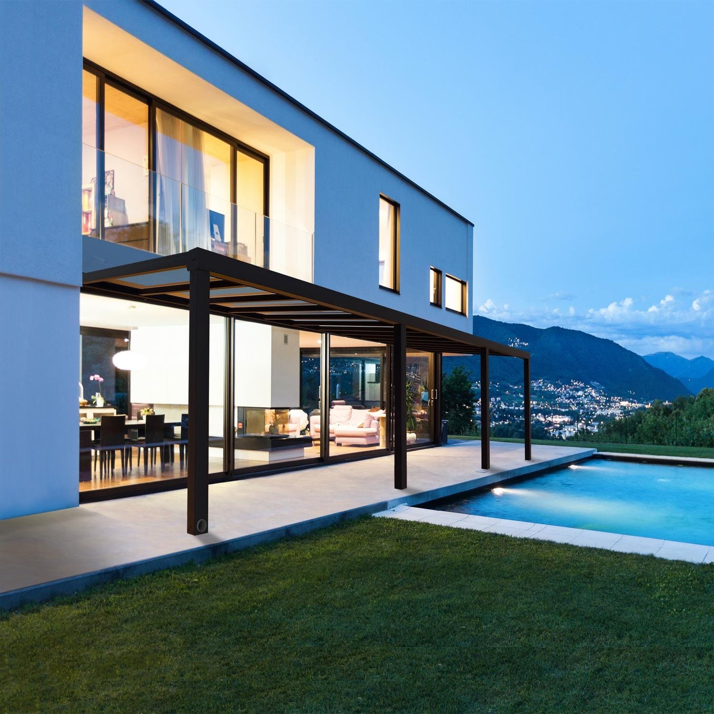 Palram - Canopia | Stockholm 11x31 ft Patio Cover - Gray/Clear - HG9466