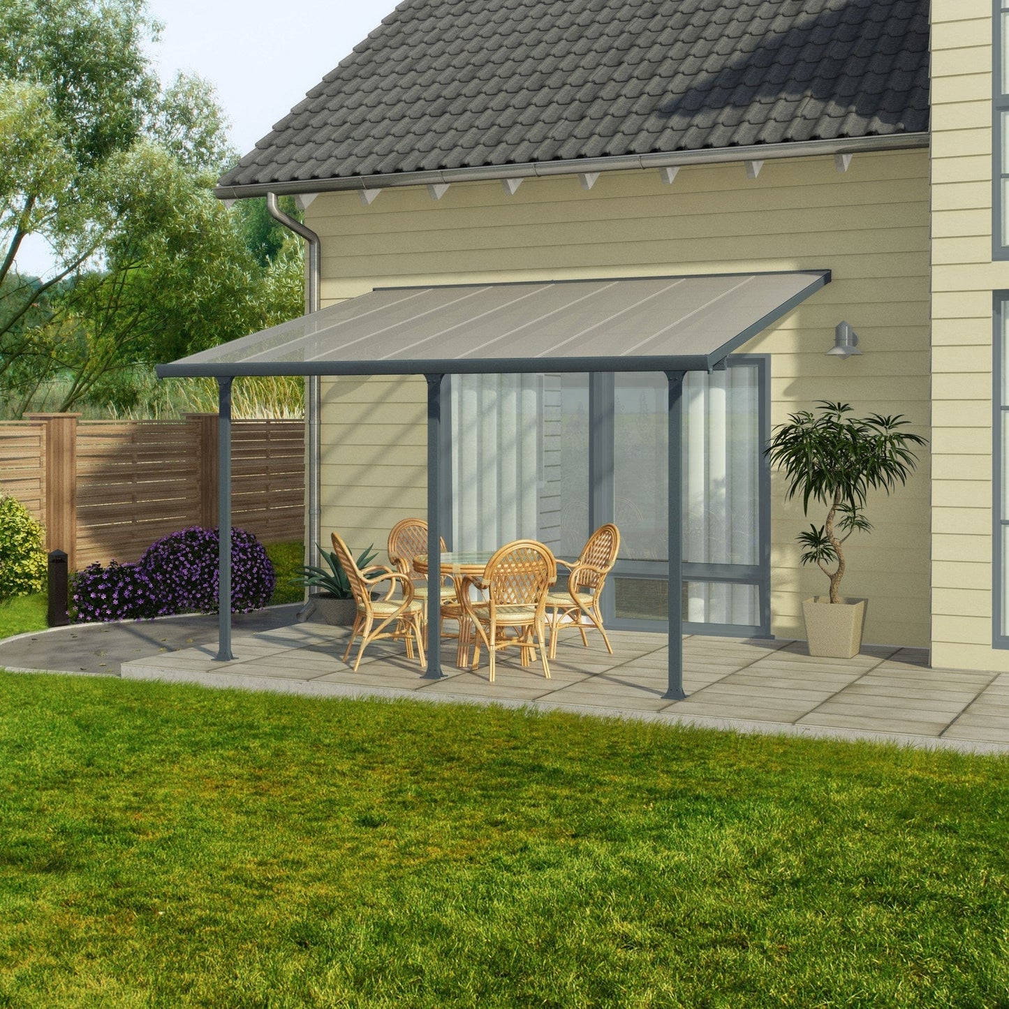 Palram - Canopia | 10 Ft Wide Feria Patio Cover - Gray Clear - HG9410