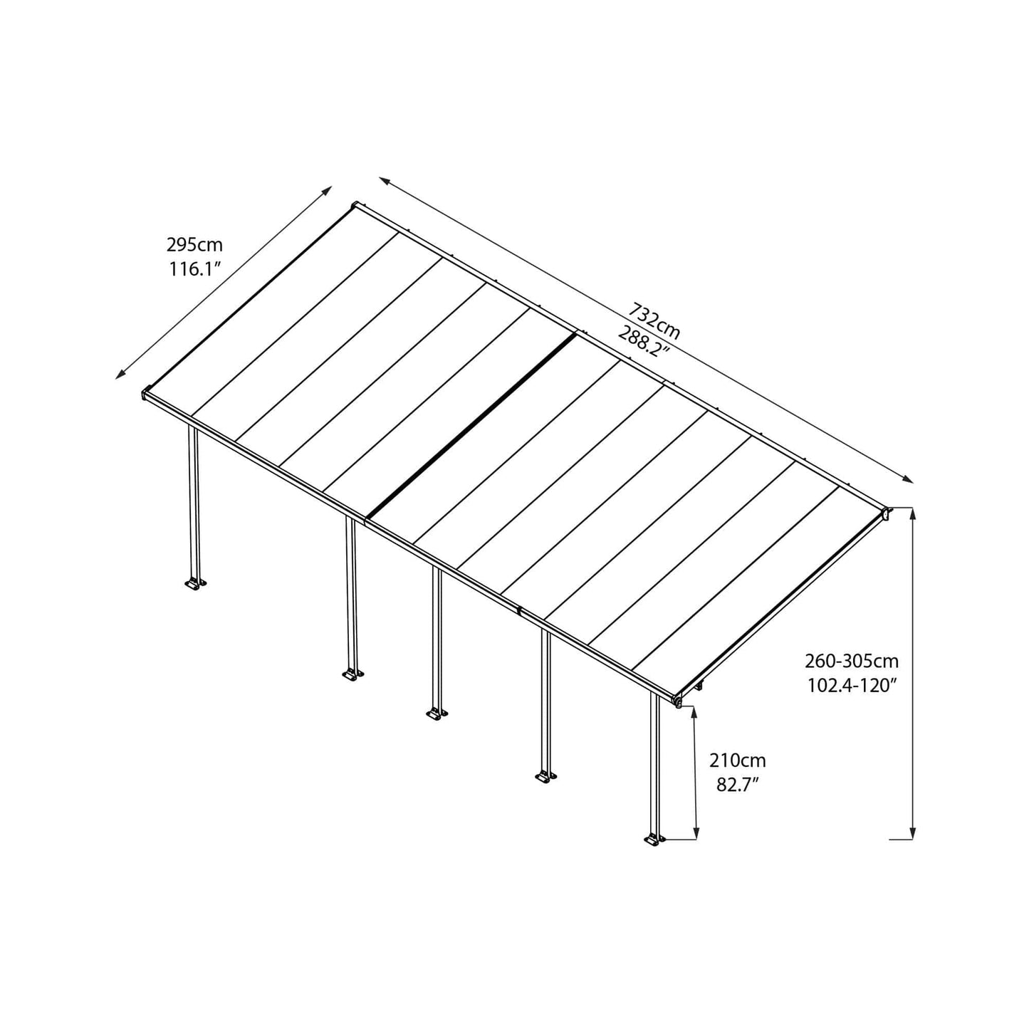 Palram - Canopia | 10 Ft Wide Feria Patio Cover - Gray Clear - HG9410