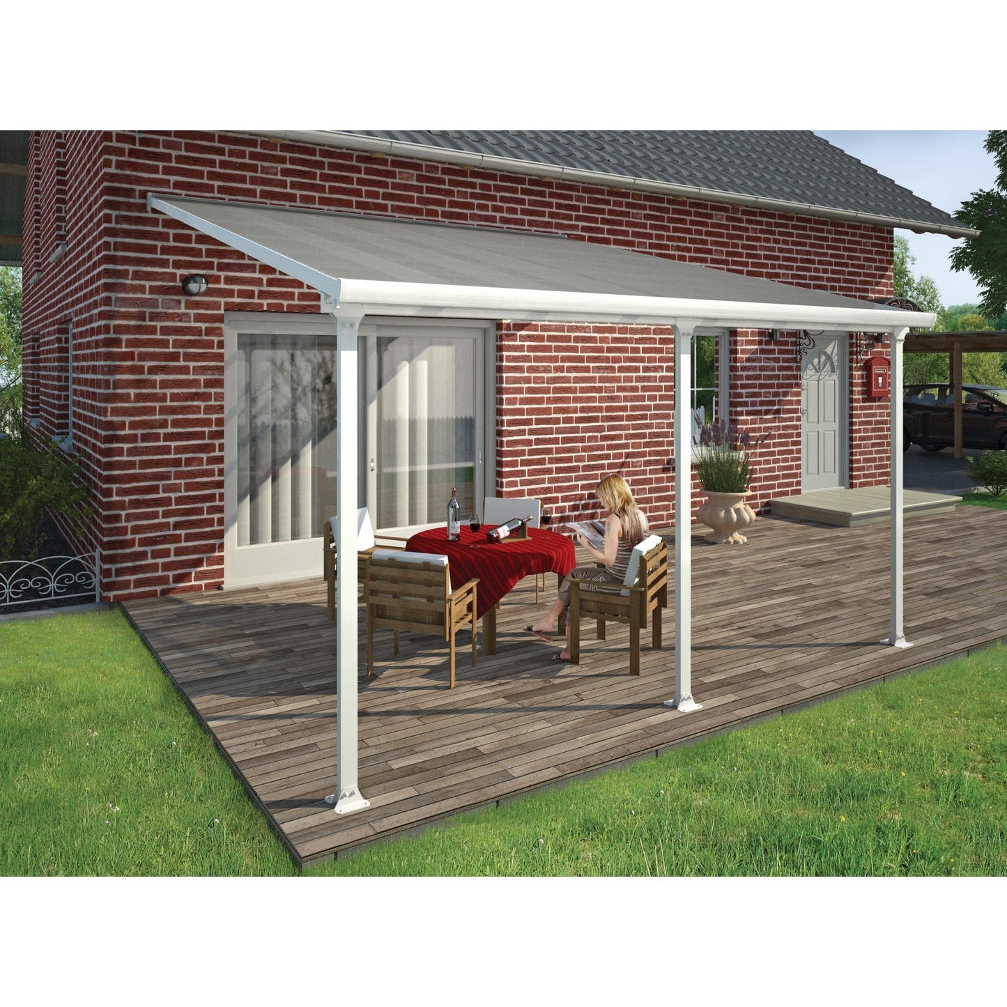 Palram - Canopia | 13 ft Wide Feria Patio Cover - White Clear - HG9214