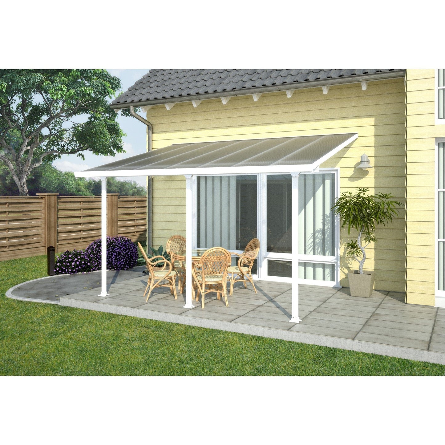Palram - Canopia | 13 ft Wide Feria Patio Cover - White Clear - HG9214