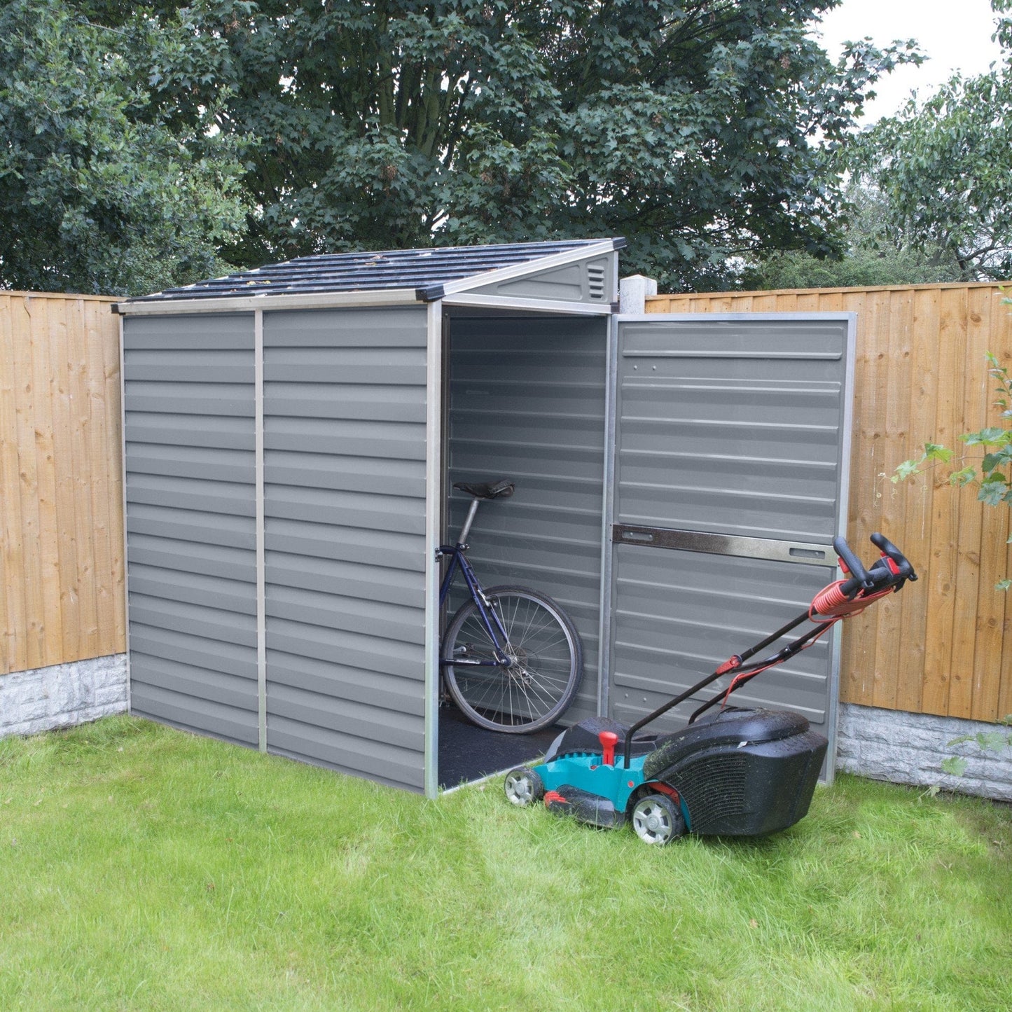 Palram - Canopia | SkyLight 4' x 6' Polycarbonate Lean-To Storage Shed - Gray - HG9600T