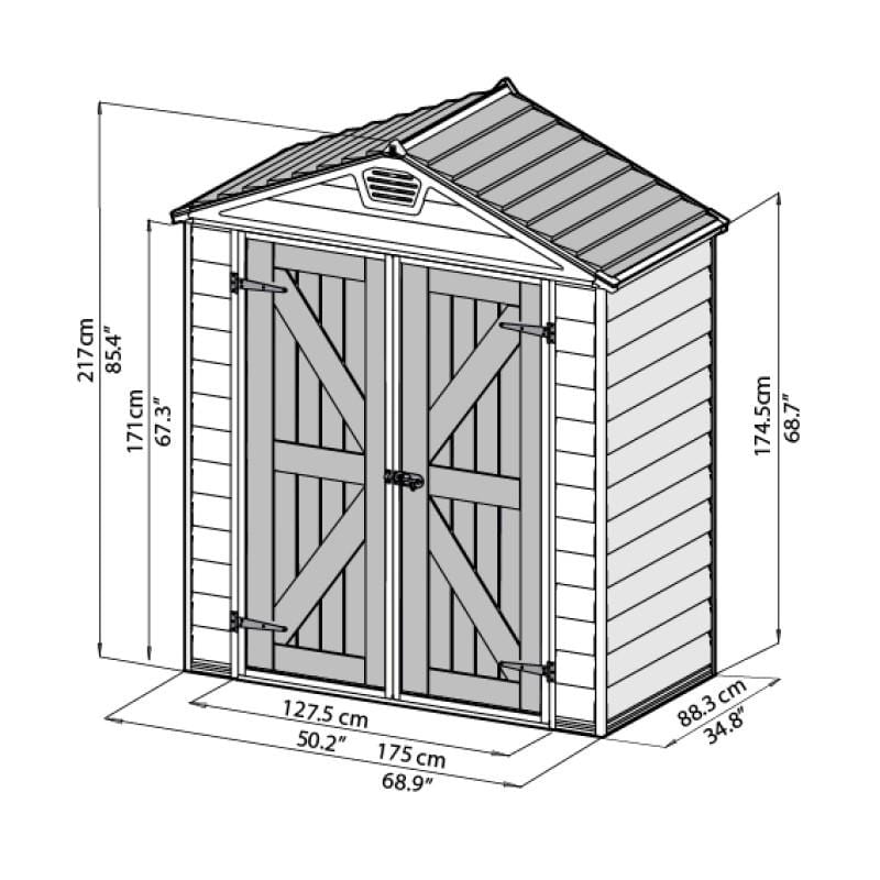 Palram - Canopia | SkyLight Polycarbonate Storage Shed - 6' Wide - HG9603T