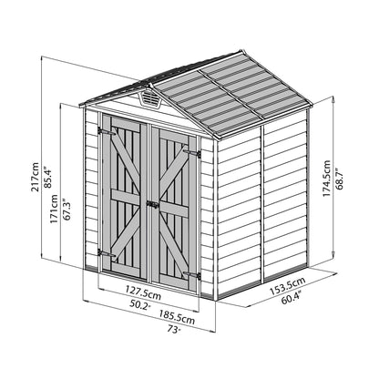 Palram - Canopia | SkyLight Polycarbonate Storage Shed - 6' Wide - HG9603T
