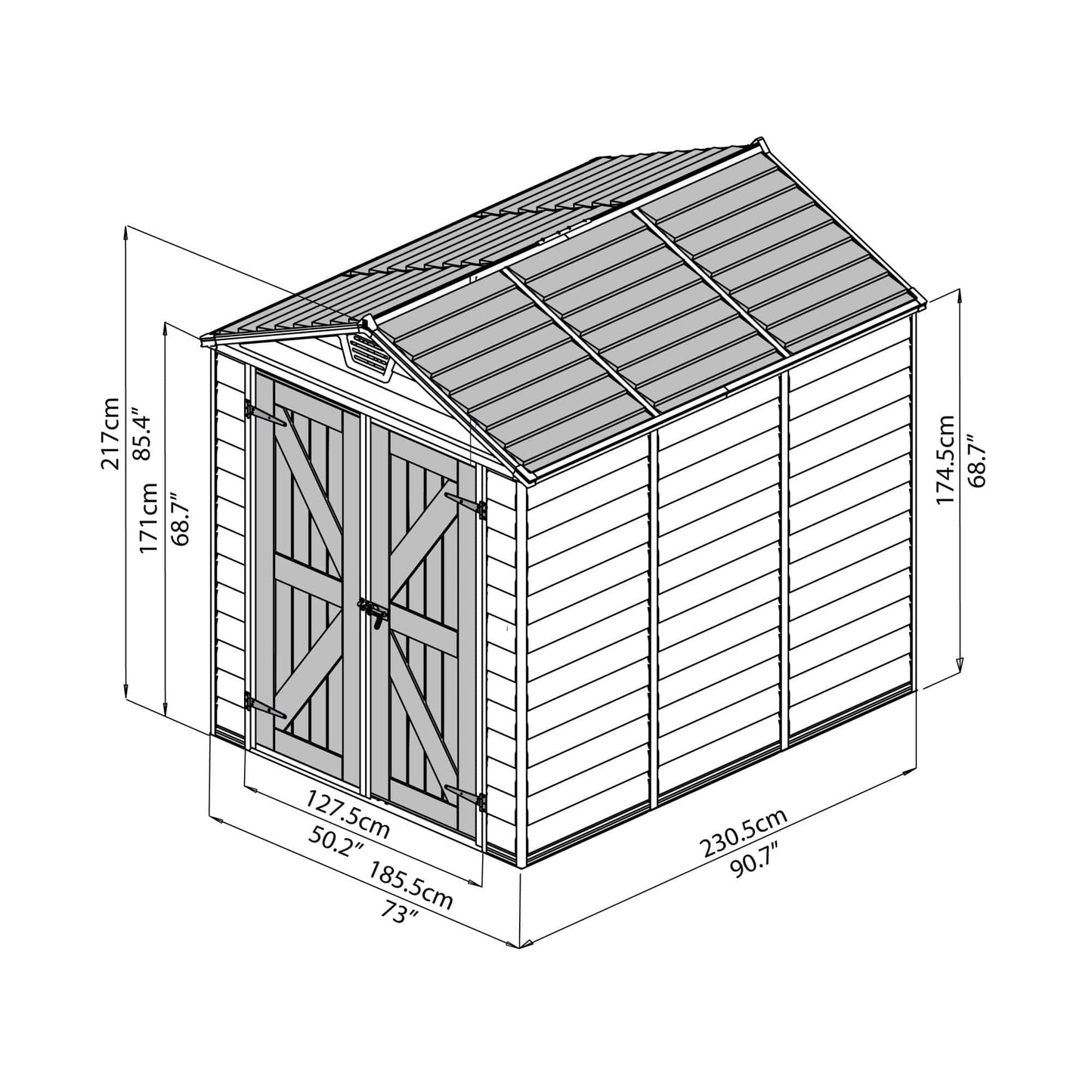 Palram - Canopia | SkyLight Polycarbonate Storage Shed - 6' Wide - HG9603T