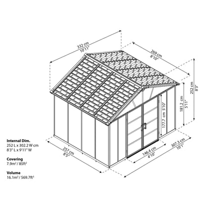 Palram - Canopia | Yukon Polycarbonate Storage Shed - HG9909SGY