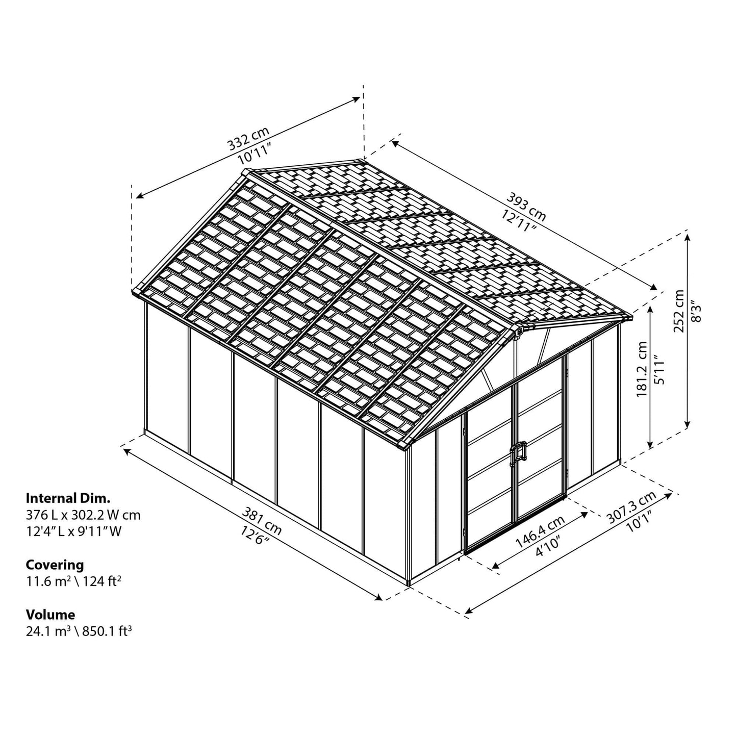 Palram - Canopia | Yukon Polycarbonate Storage Shed - HG9909SGY