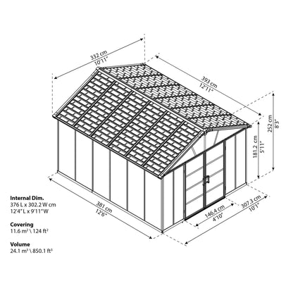 Palram - Canopia | Yukon Polycarbonate Storage Shed - HG9909SGY