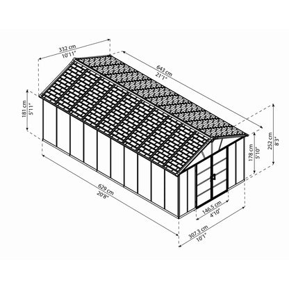 Palram - Canopia | Yukon Polycarbonate Storage Shed - HG9909SGY