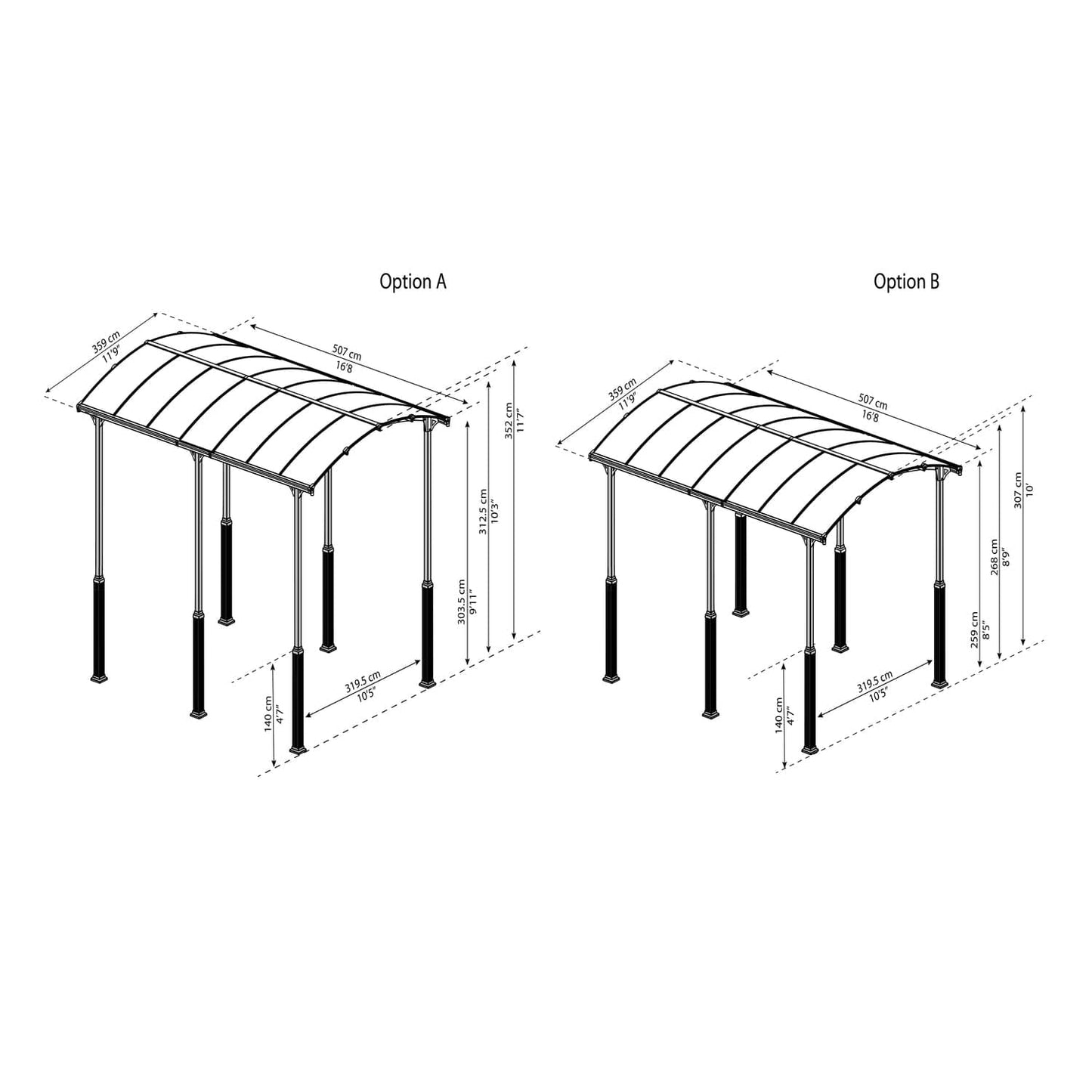 Palram - Canopia | Arcadia Alpine  RV Carport 12x16x11.5 ft - HG9125