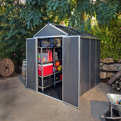 Palram - Canopia | Rubicon 6ft Ultra Durable Outdoor Storage Shed for Garden Dark Grey Series - HG9705GY