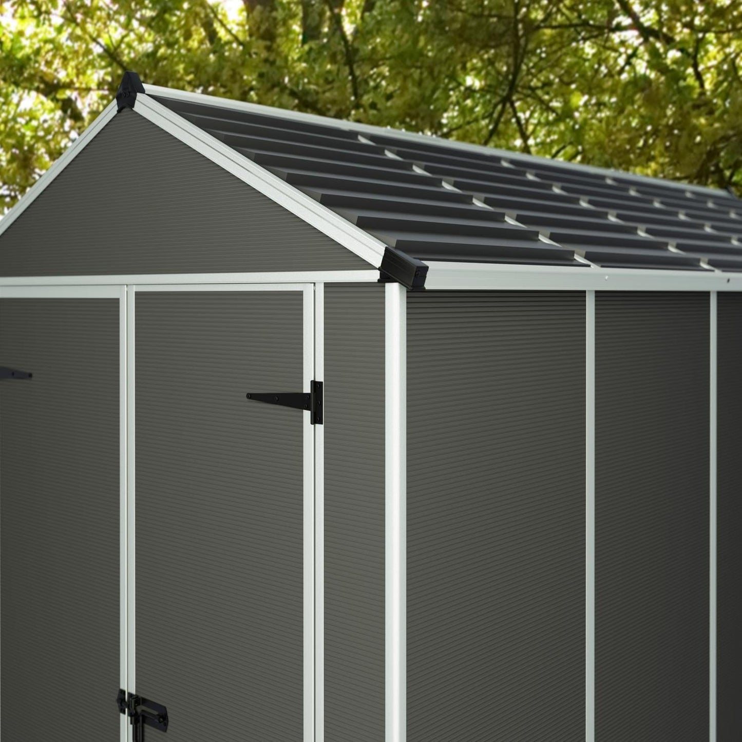 Palram - Canopia | Rubicon 6ft Ultra Durable Outdoor Storage Shed for Garden Dark Grey Series - HG9705GY