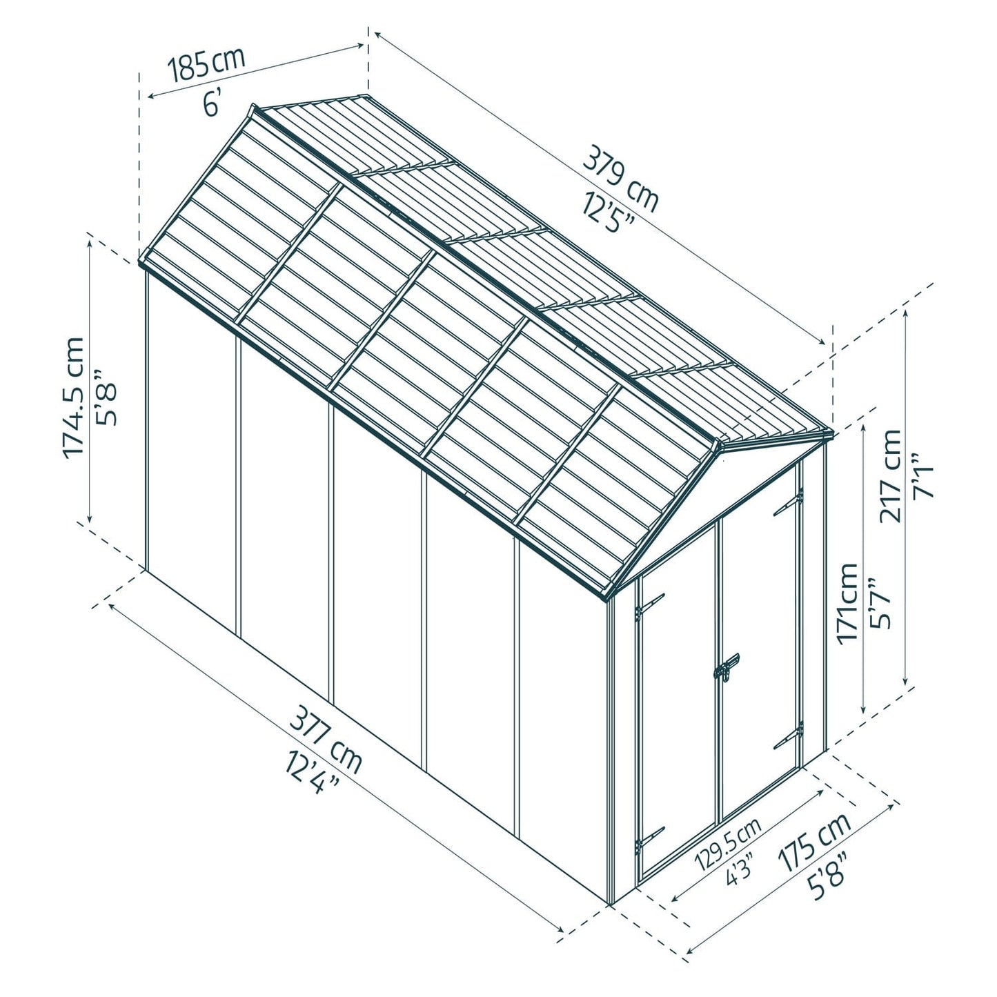 Palram - Canopia | Rubicon 6ft Ultra Durable Outdoor Storage Shed for Garden Dark Grey Series - HG9705GY