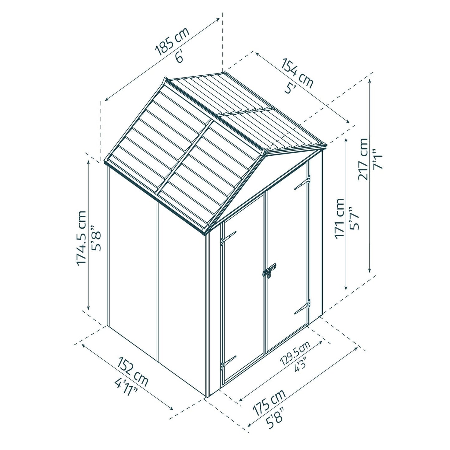 Palram - Canopia | Rubicon 6ft Ultra Durable Outdoor Storage Shed for Garden Dark Grey Series - HG9705GY