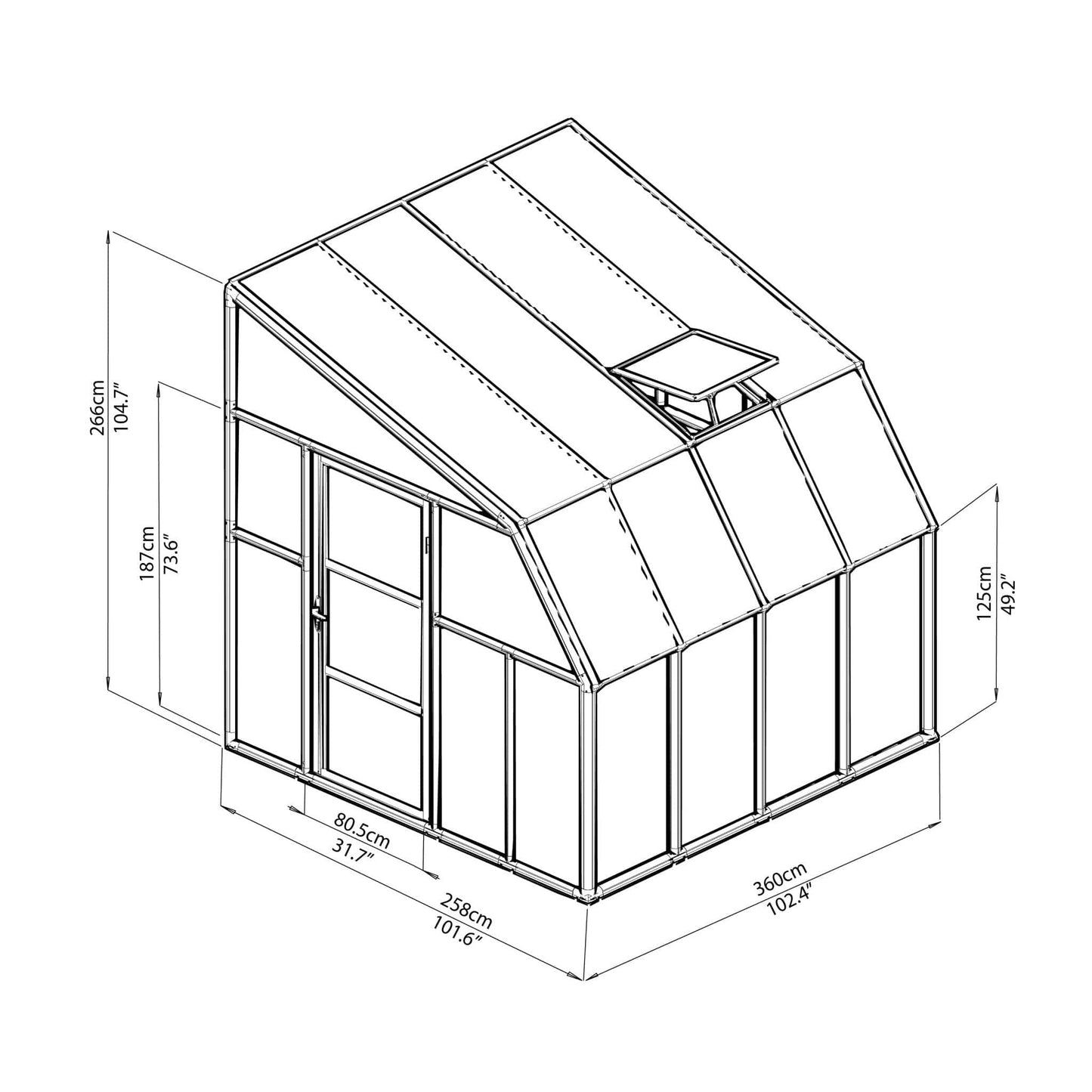 Palram - Canopia | Sun Room Eight Sunroom Enclosure, Lean To Greenhouse Kit- HG7608