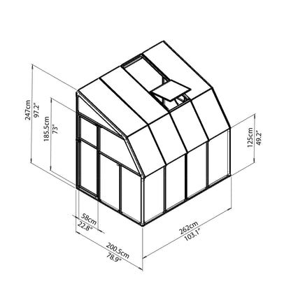 Palram - Canopia | Sun Room Six Sunroom Enclosure, Lean To Greenhouse Kit - HG7506